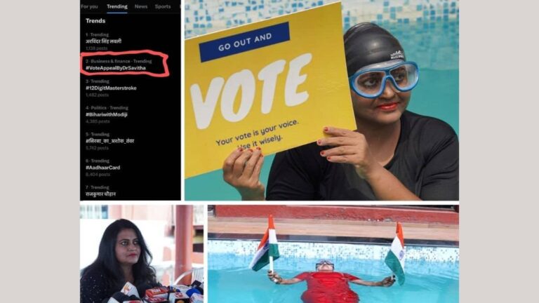 Viral on Twitter: Dr. Savitha Rani. M’s Aquatic Yoga Campaign Ignites Dialogue on Voting Rights and Democratic Participation