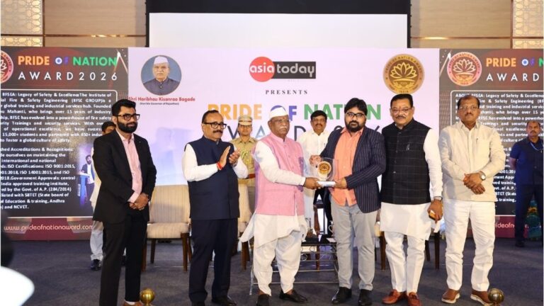 IIFSE group ( Institute of industrial fire & safety Engineering ) Director Srinu Mahanti Receives Asia Pride Award 2026 from Rajasthan Governor Haribhau Kisanrao Bagde
