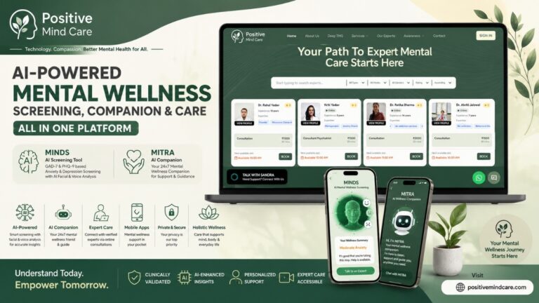 Positive Mind Care Expands Digital Mental Healthcare with AI-Powered MINDS, MITRA Companion, Mobile Apps & Integrated Wellness Platform